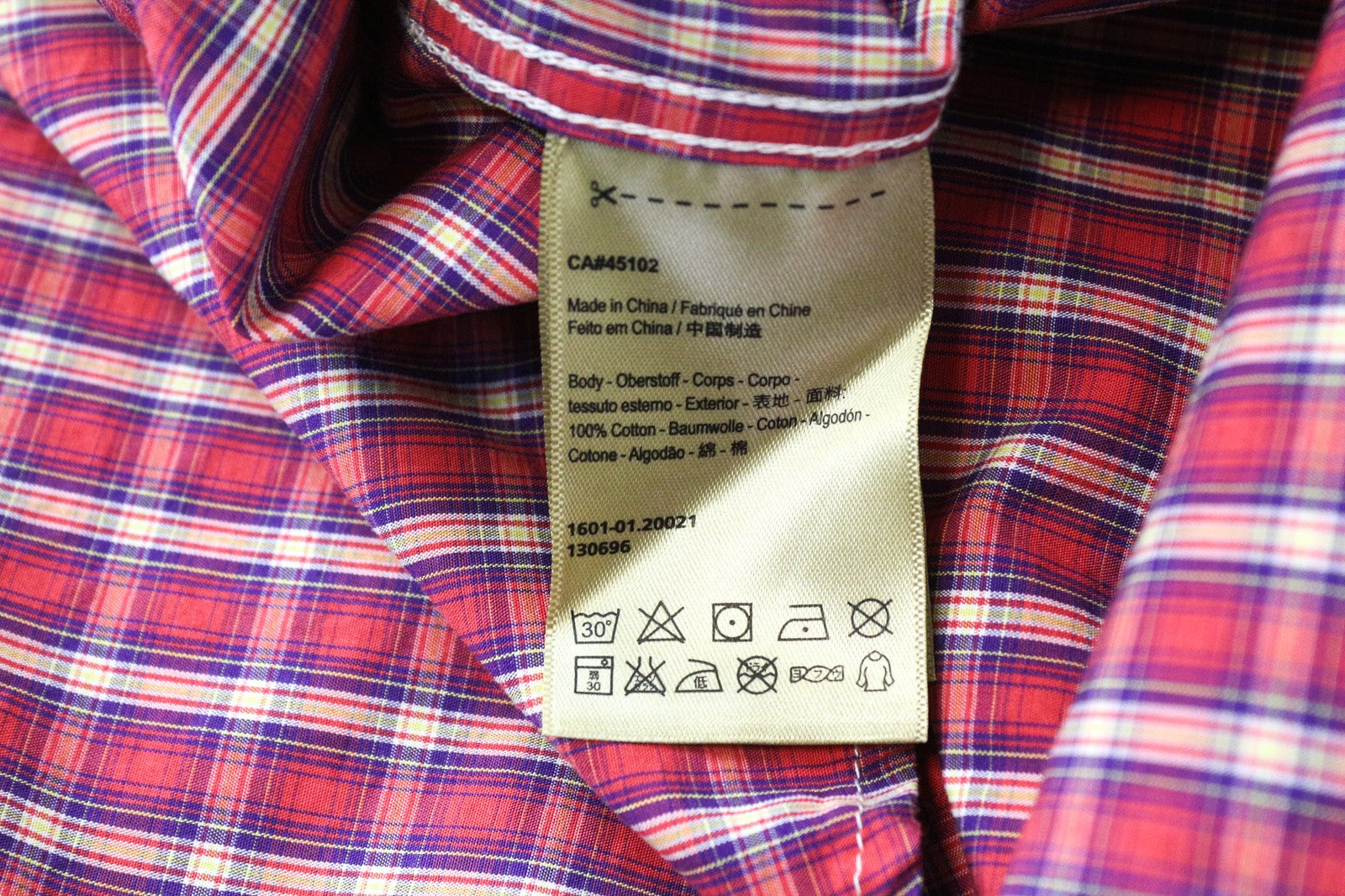 SCOTCH & SODA Men's Shirt L Red Cotton Check Classic Spread Collar Buttoned