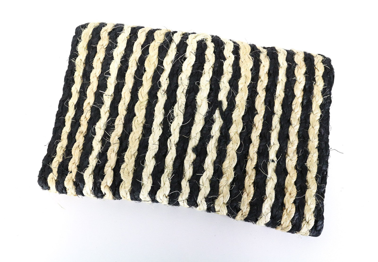 MAISON SCOTCH Women's Summer Clutch OS Brown Black Striped Braided Straw Bag