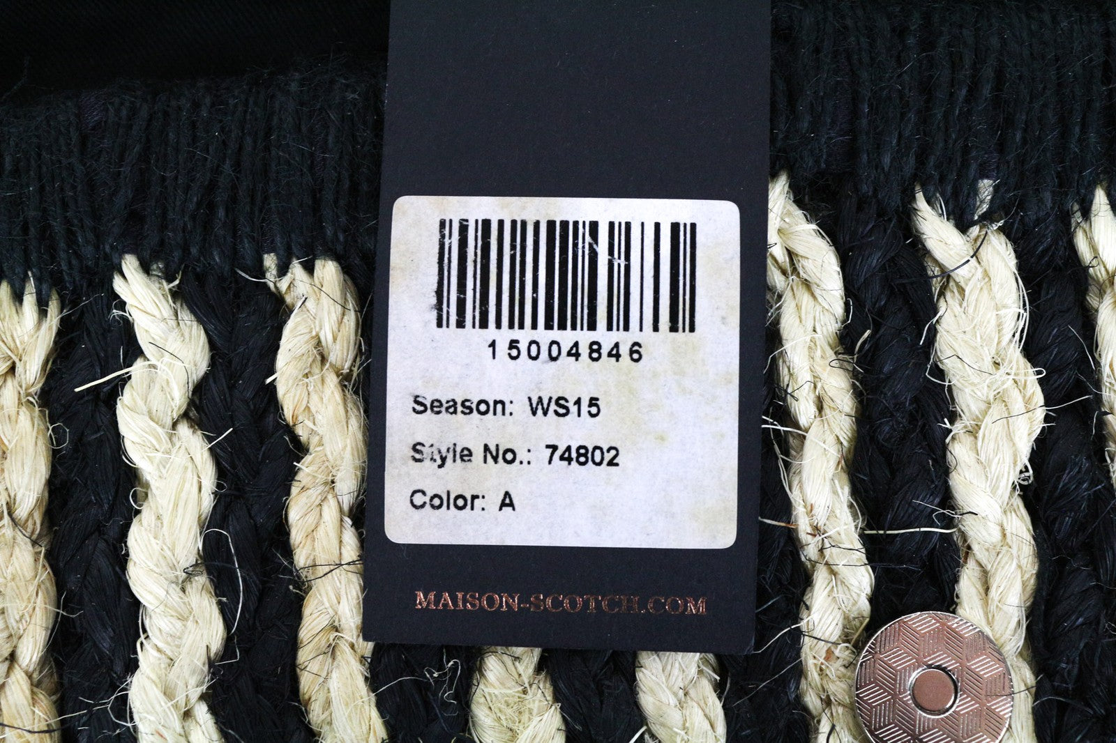 MAISON SCOTCH Women's Summer Clutch OS Brown Black Striped Braided Straw Bag