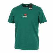 DIESEL T-Just-Small-New D Logo Men T-Shirt XL Green Cotton Tricot Short Sleeve
