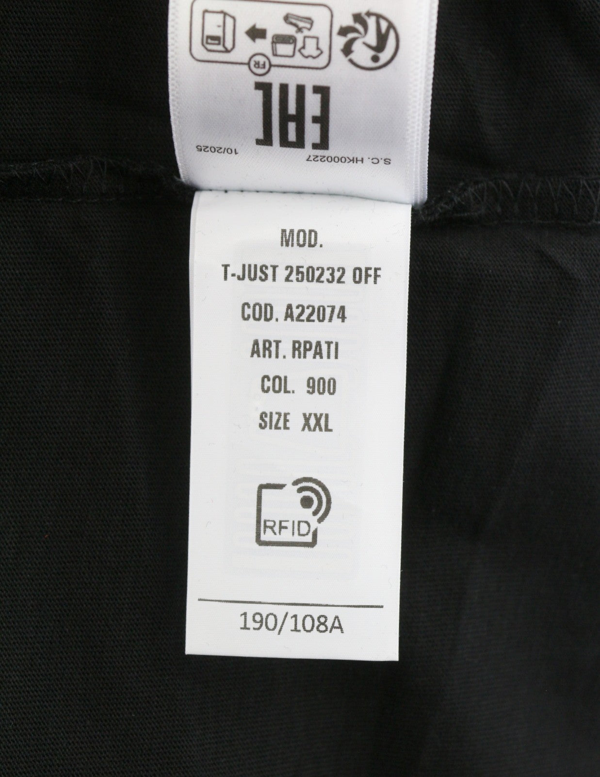 DIESEL T-Just 250232 Off Men T-Shirt 2XL Black Cotton Tricot Short Sleeve