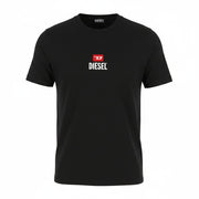 DIESEL T-Just-Small-New D Logo Men T-Shirt M Black Cotton Tricot Short Sleeve
