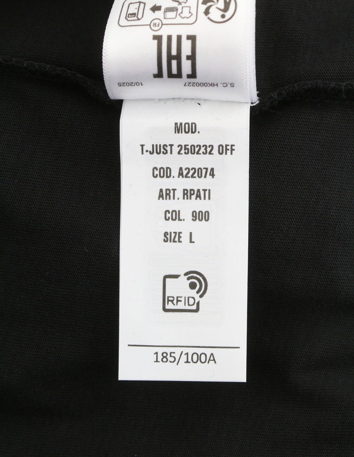 DIESEL T-Just 250232 Off Men T-Shirt L Black Cotton Tricot Short Sleeve