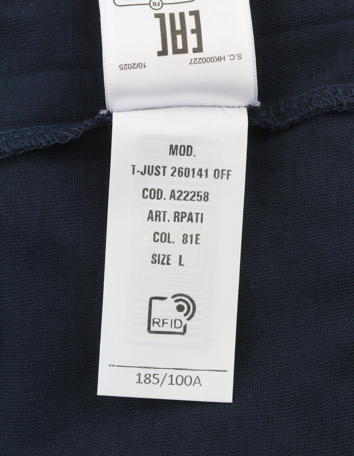 DIESEL T-Just 260141 Off Men T-Shirt L Dark Blue Cotton Tricot Short Sleeve