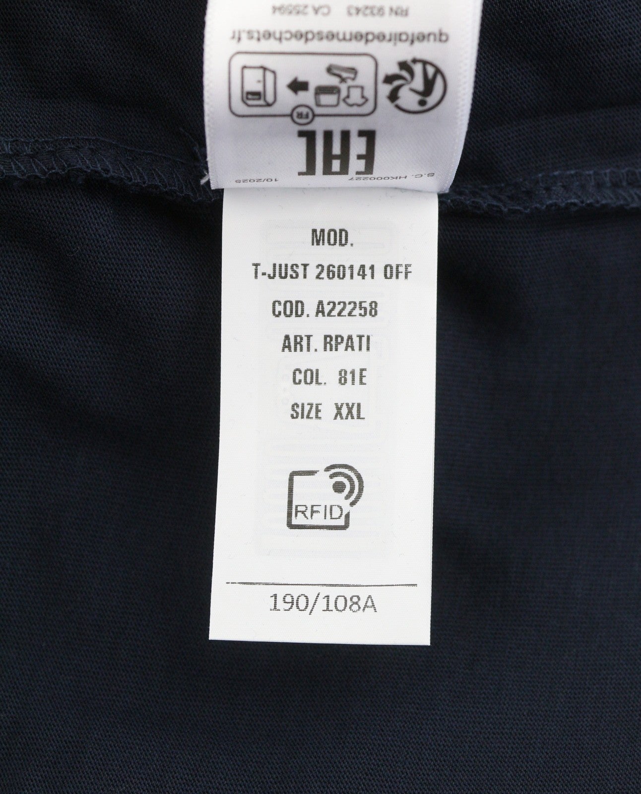 DIESEL T-Just 260141 Off Men T-Shirt 2XL Dark Blue Cotton Tricot Short Sleeve