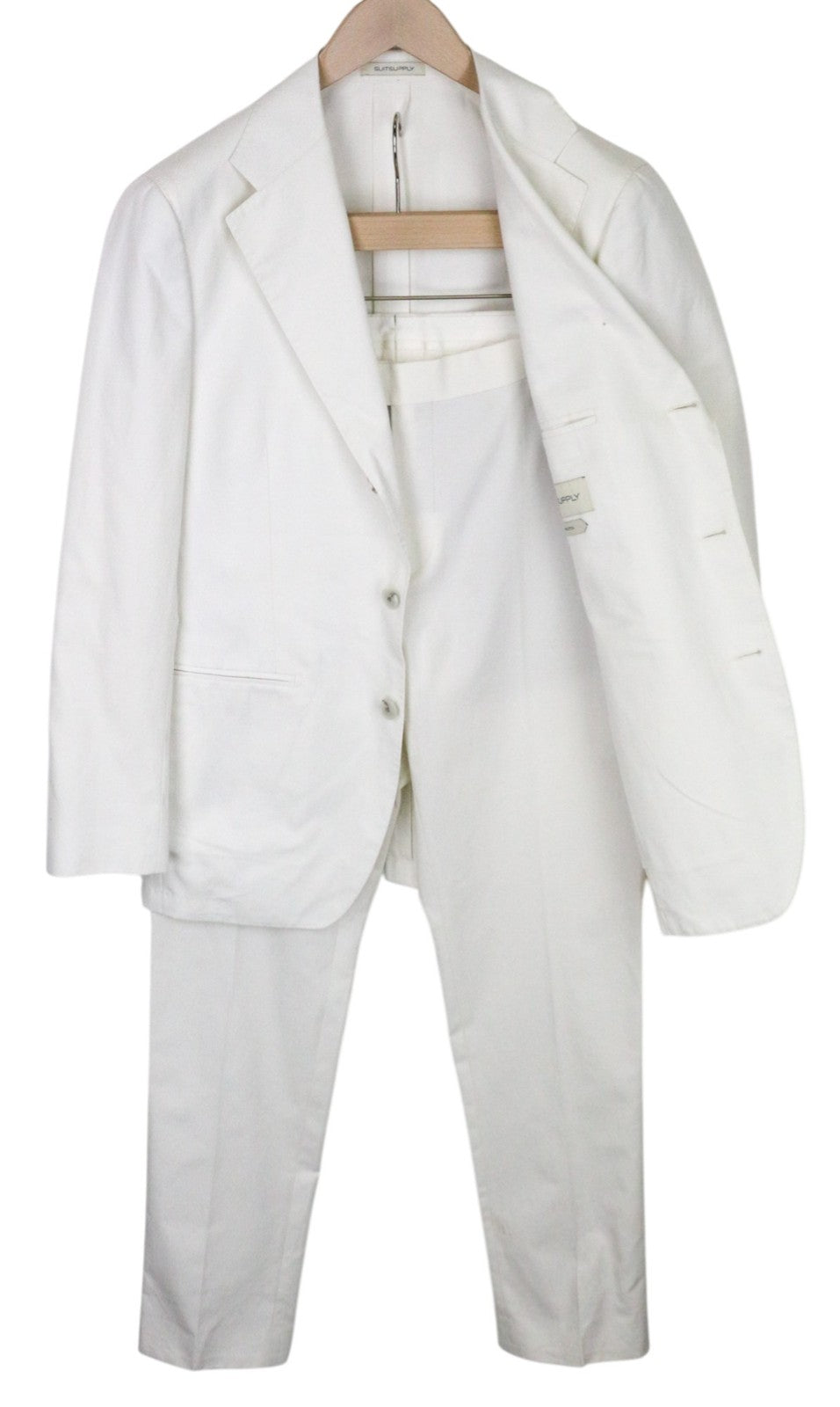 SUITSUPPLY Havana Men Suit UK38R Single-Breasted Off-White Slim Cotton 2 Piece