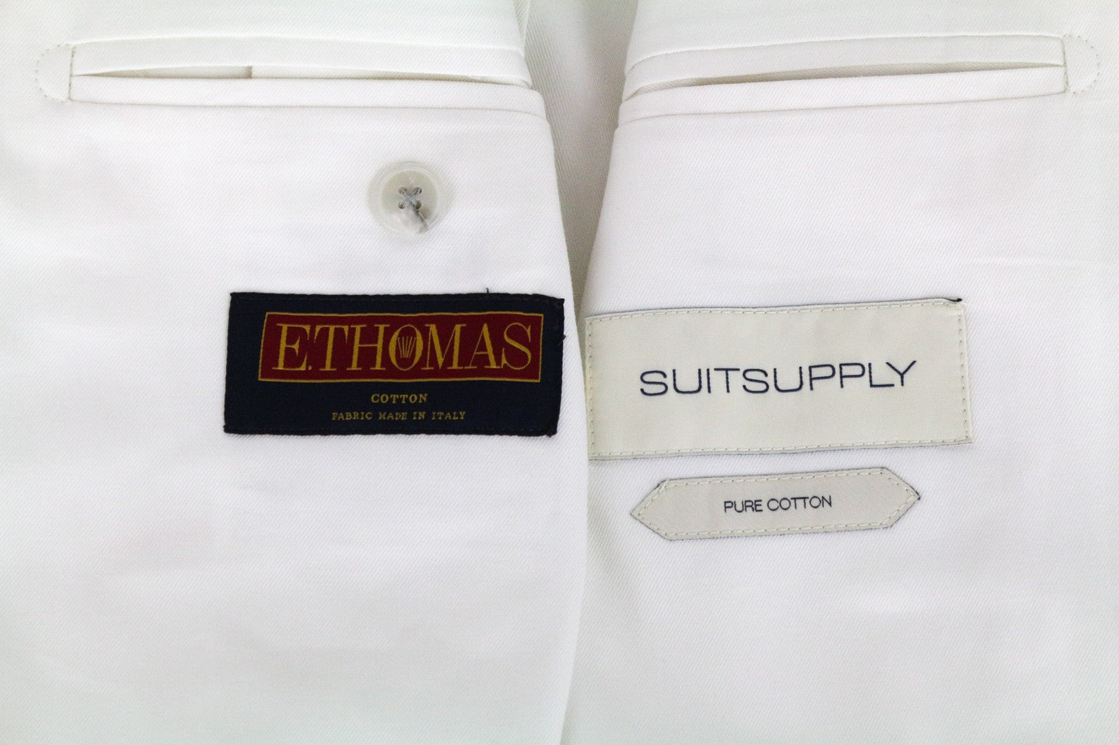 SUITSUPPLY Havana Men Suit UK38R Single-Breasted Off-White Slim Cotton 2 Piece