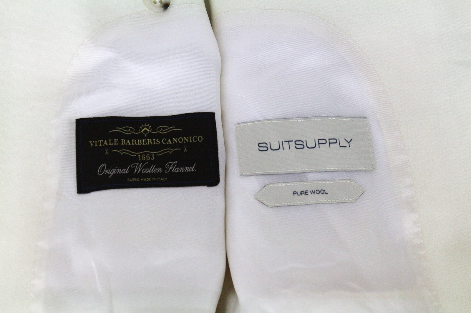 SUITSUPPLY Havana Men Suit UK40R Off-White Single-Breasted Slim Pure Wool 2Piece