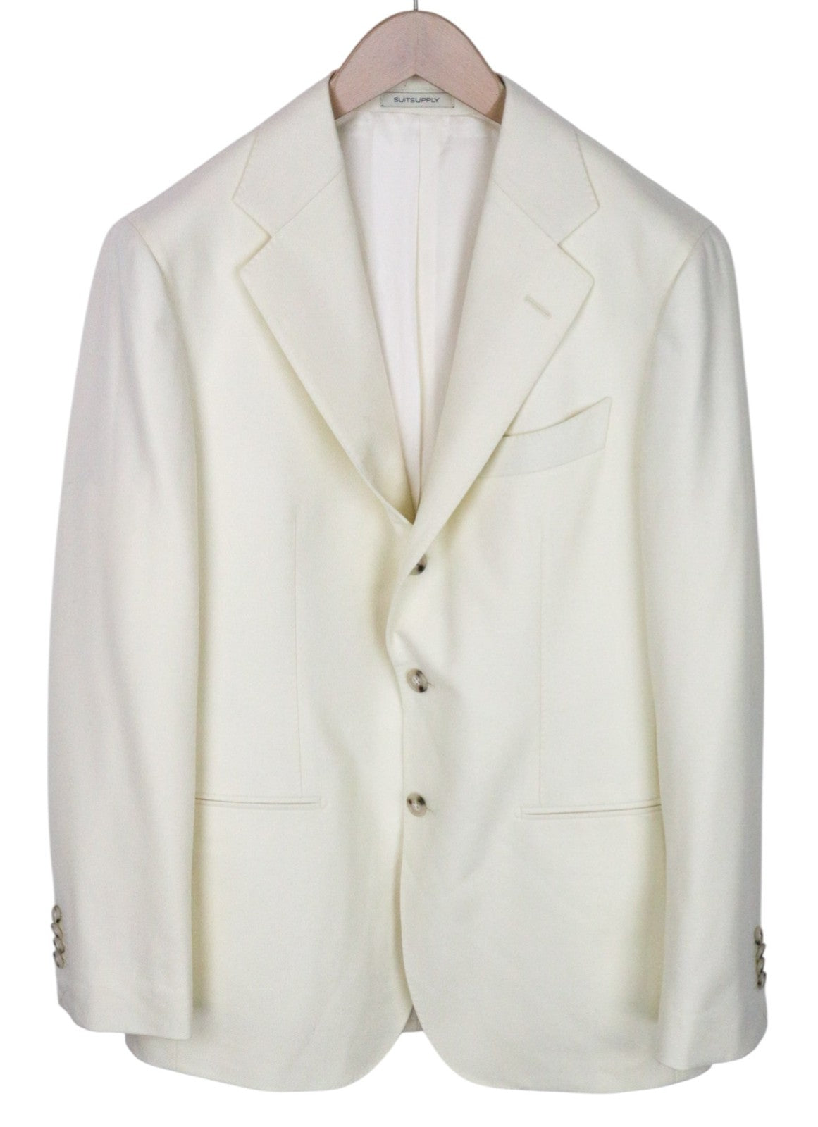 SUITSUPPLY Havana Men Suit UK40R Off-White Single-Breasted Slim Pure Wool 2Piece