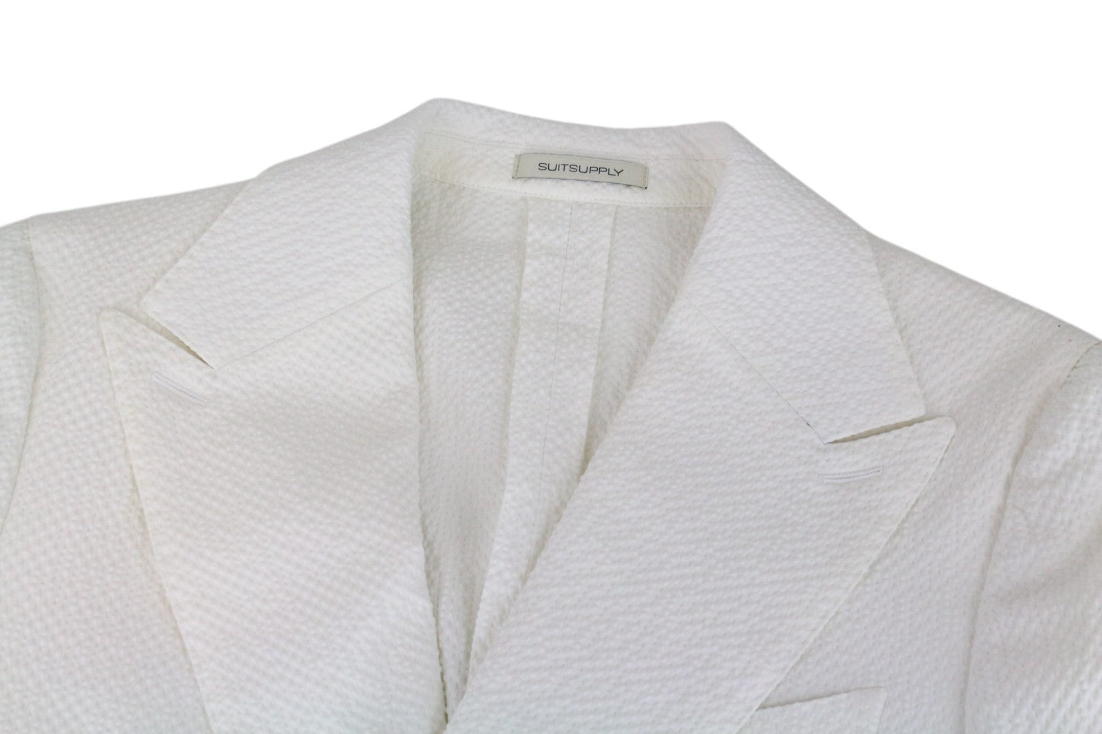 SUITSUPPLY Havana Men Suit UK34R Double-Breast White Slim Cotton Stretch 2Piece