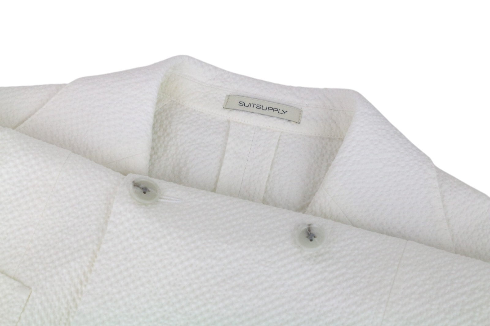 SUITSUPPLY Havana Men Suit UK34R Double-Breast White Slim Cotton Stretch 2Piece
