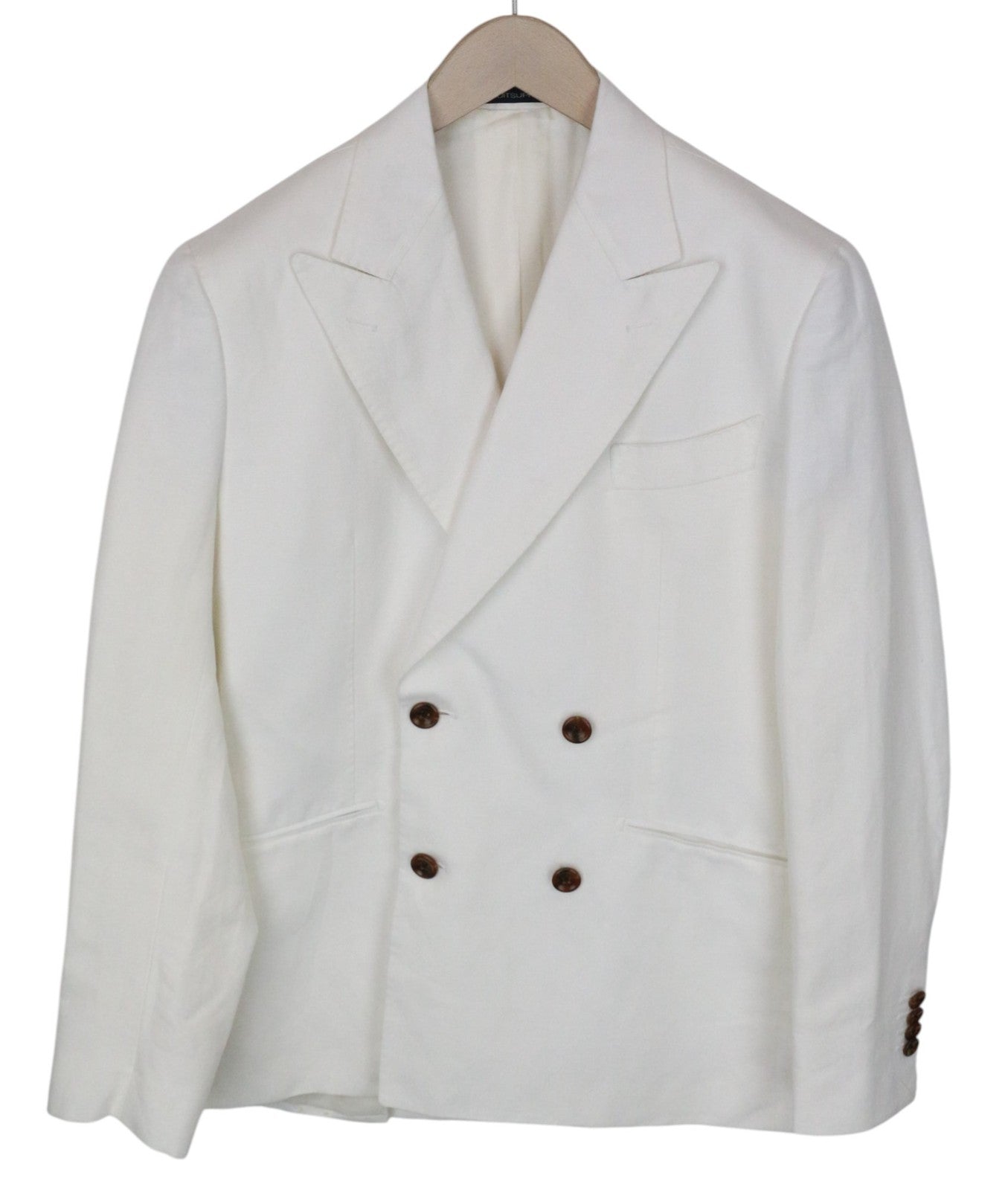 SUITSUPPLY La Spalla Men Blazer UK34R Off-White Linen Cotton Double-Breasted