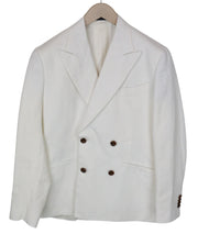 SUITSUPPLY La Spalla Men Blazer UK34R Off-White Linen Cotton Double-Breasted