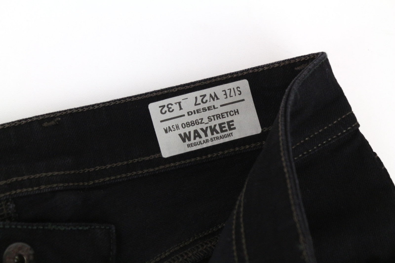 DIESEL Waykee 0886Z Men Jeans W27/L32 Boys Straight Fit Black Cotton Stretch