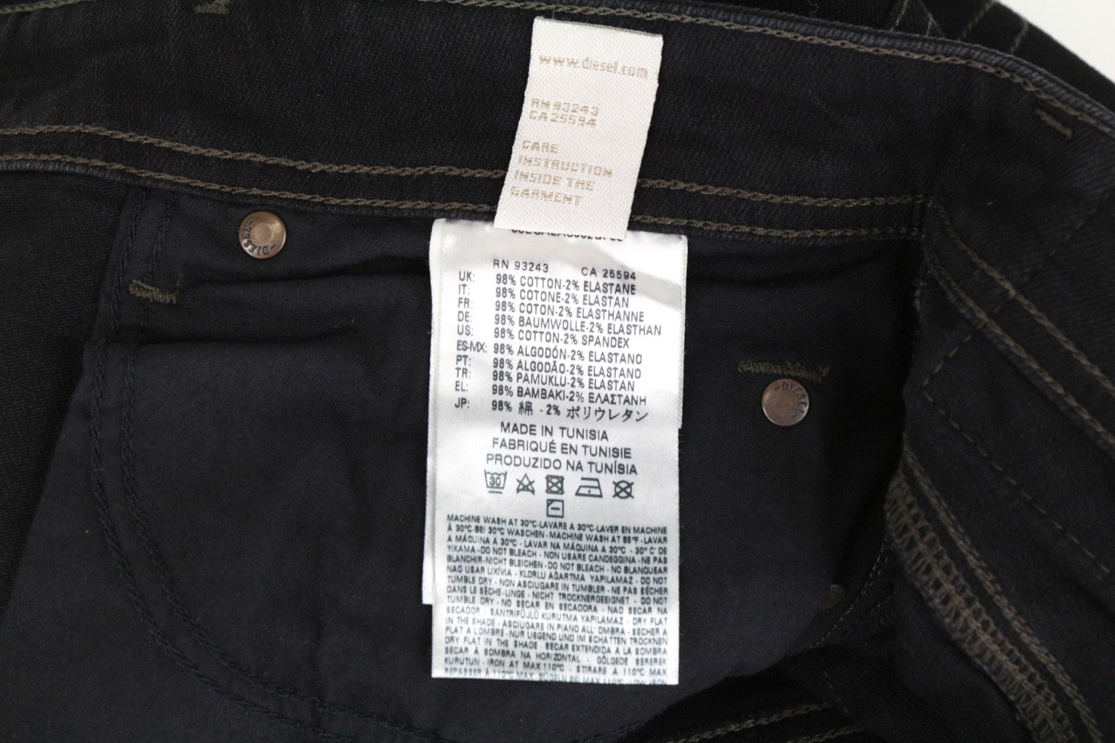 DIESEL Waykee 0886Z Men Jeans W27/L32 Boys Straight Fit Black Cotton Stretch