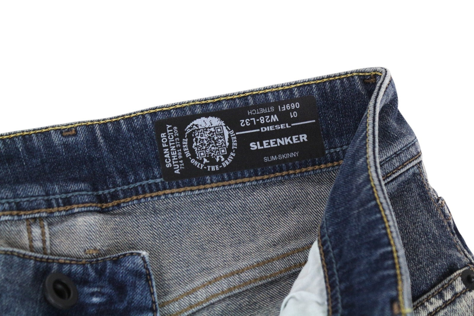 DIESEL Sleenker 069FI Men Jeans W28/L32 Slim Skinny Fit Blue Cotton Stretch