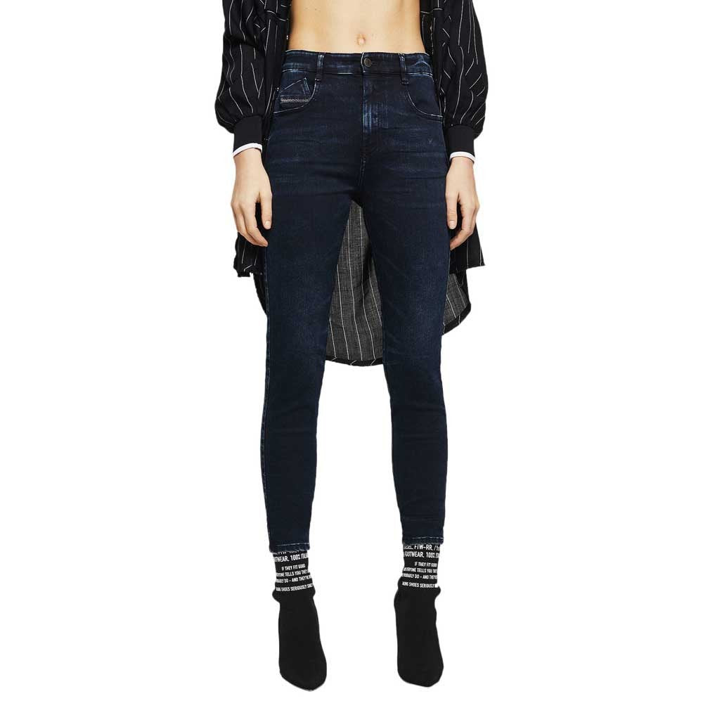 DIESEL Slandy-High 082AU Women Jeans W25/L32 Super Skinny Blue Cotton Stretch
