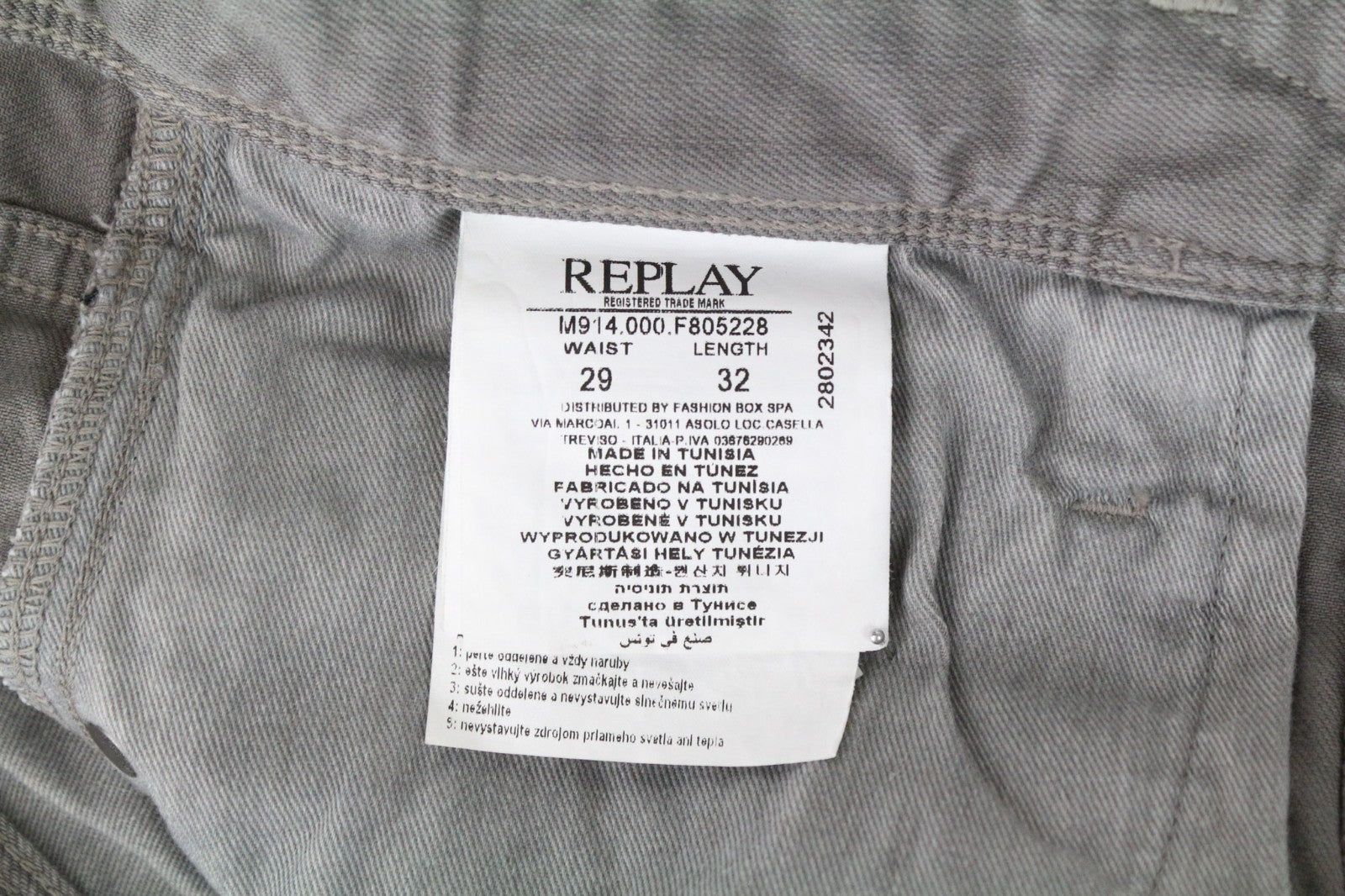 REPLAY Anbass Men Jeans W29/L32 Slim Fit Casual Grey Cotton Stretch Denim