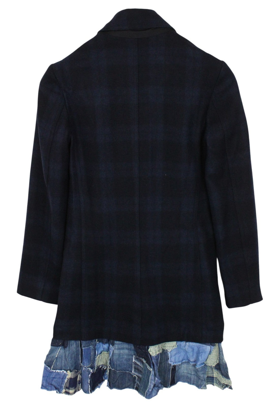 DESIGUAL Snowrobot Women Coat 36 Blue Wool Cotton Blend Checked Collared
