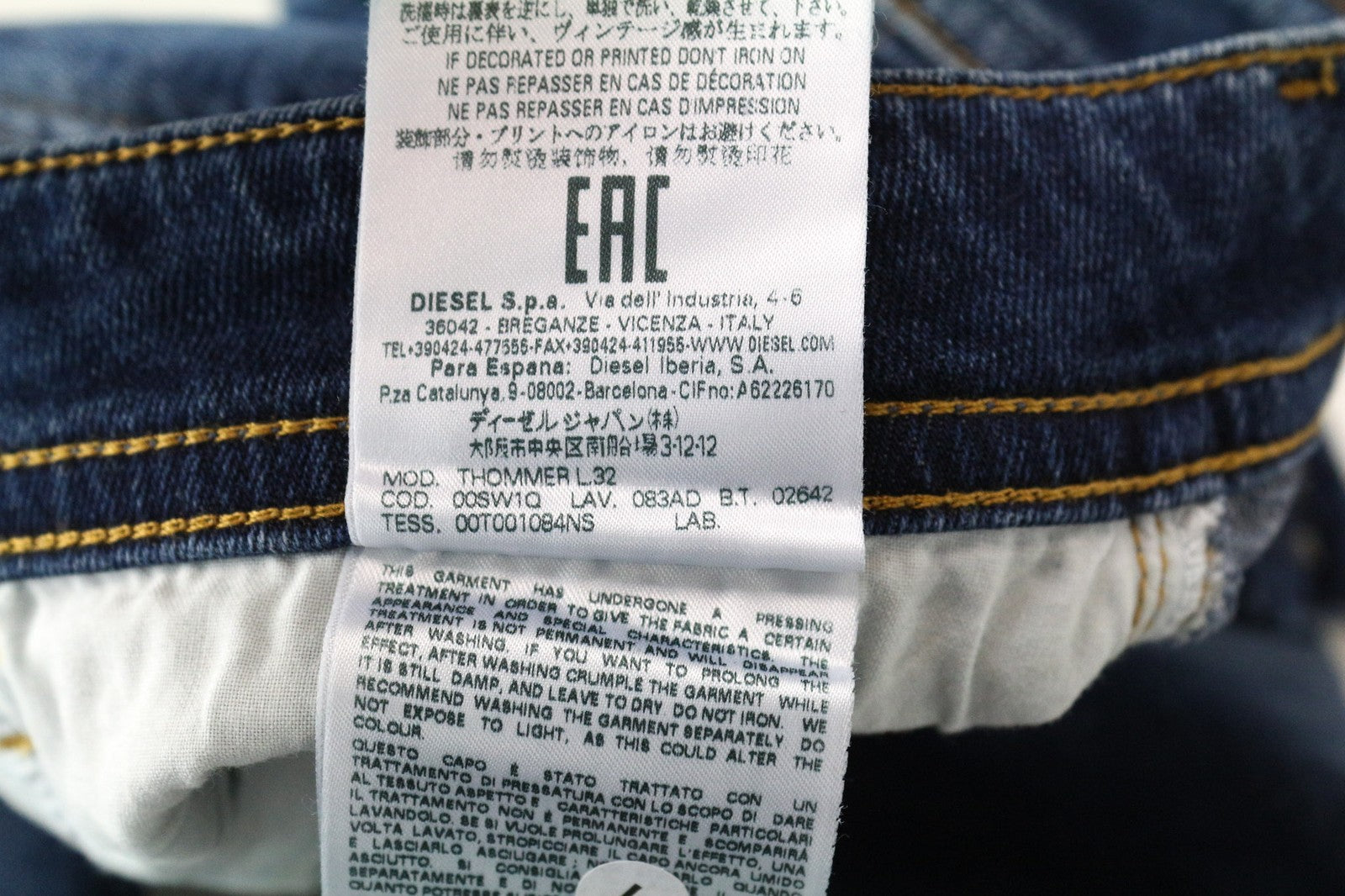 DIESEL Thommer 083AD Men Jeans W26/L32 Mid Blue Stretch Slim Skinny Zip Fly Boys