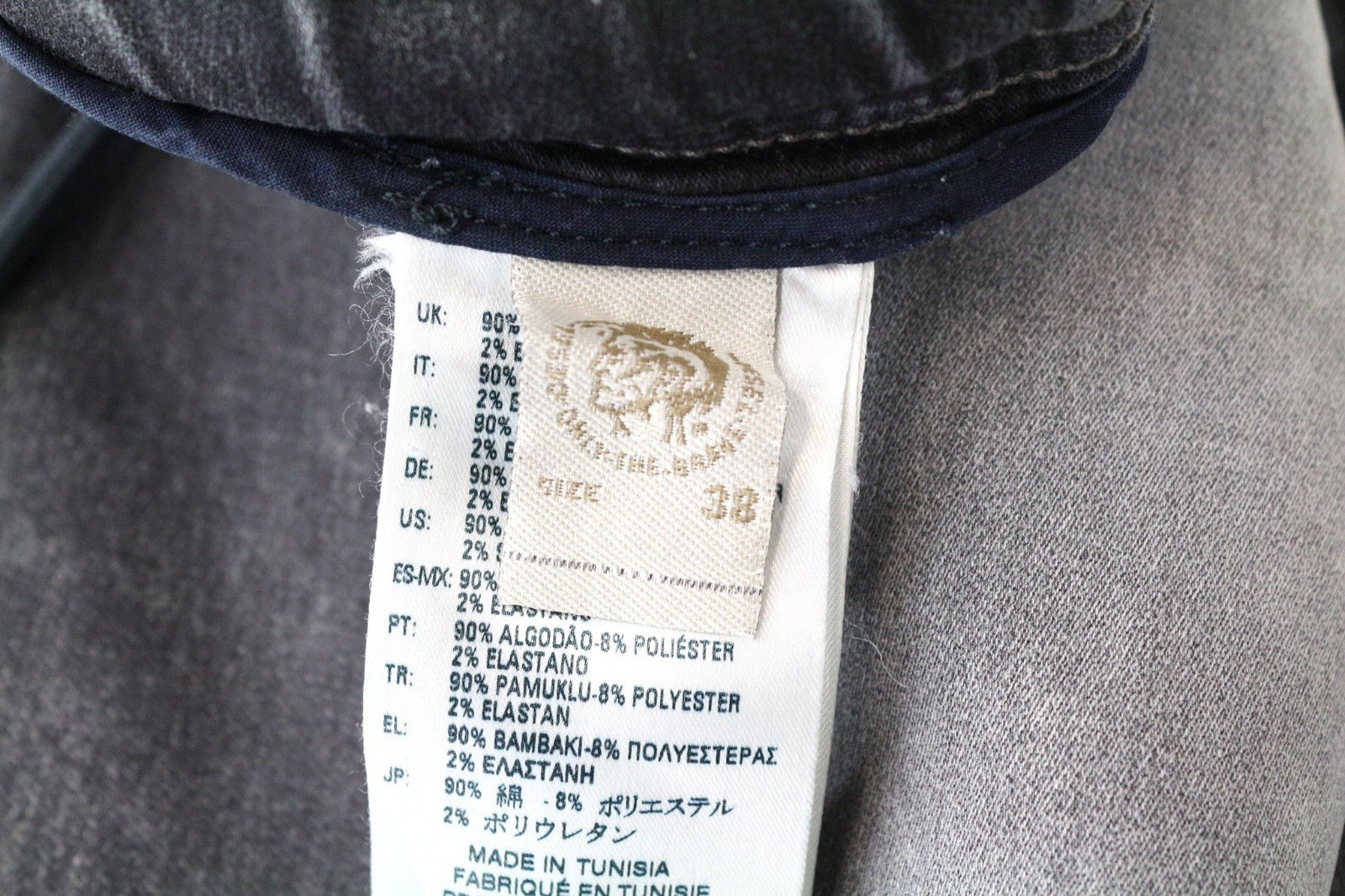 DIESEL Krooley-NE 0855B Men Jeans W38 Jogg Sweat Grey Stretch Slim Carrot Fit