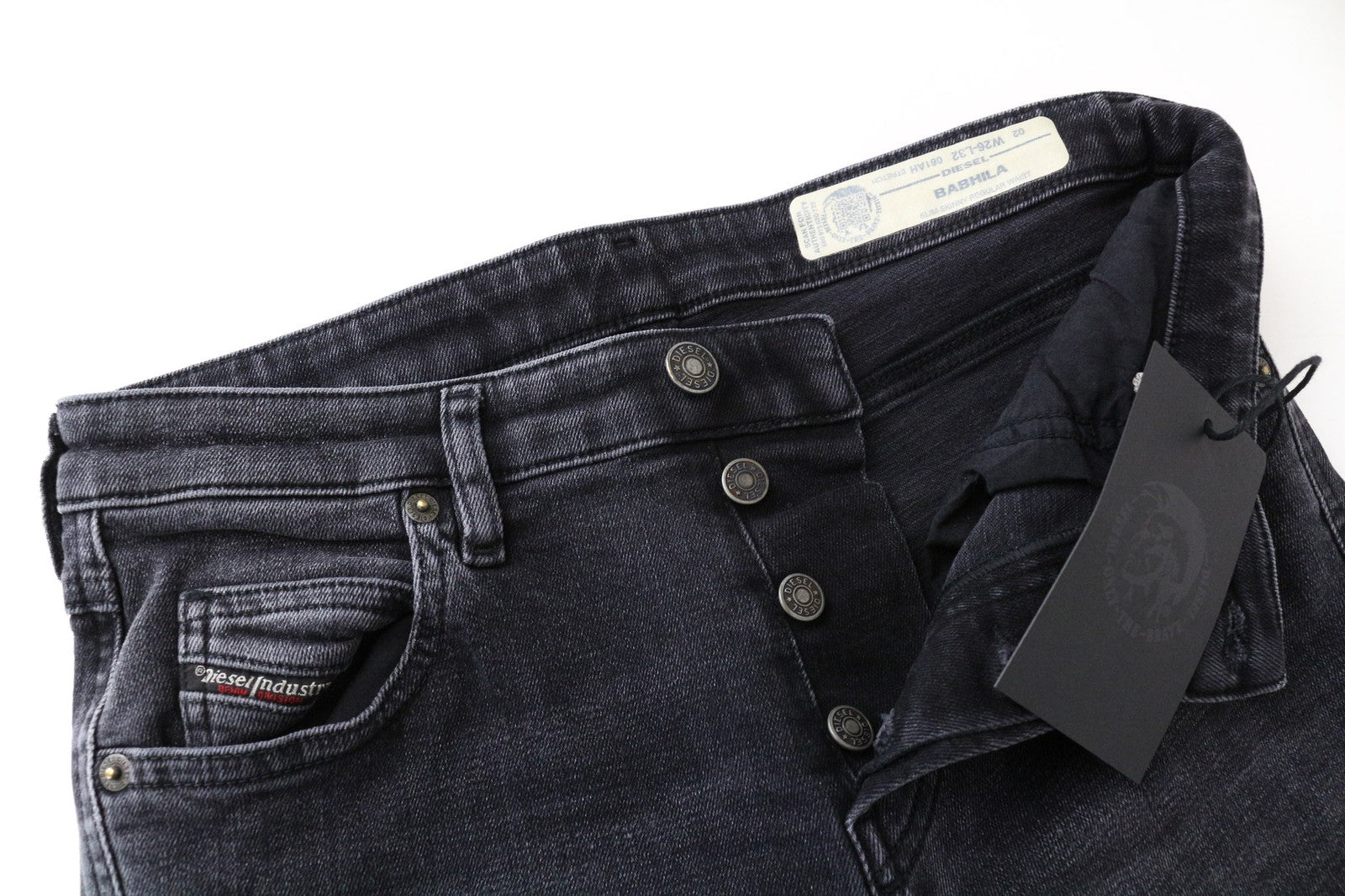 DIESEL Babhila 081AH Women Jeans W26/L32 Dark Grey Stretch Slim Skinny Buttoned