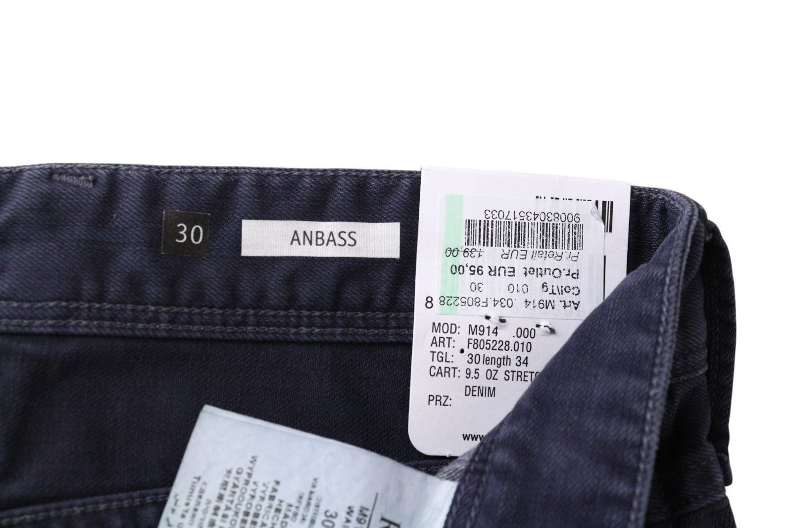 REPLAY Anbass Men Jeans W30/L34 Purple Stretch Denim Zip-Fly Slim Fitted Classic