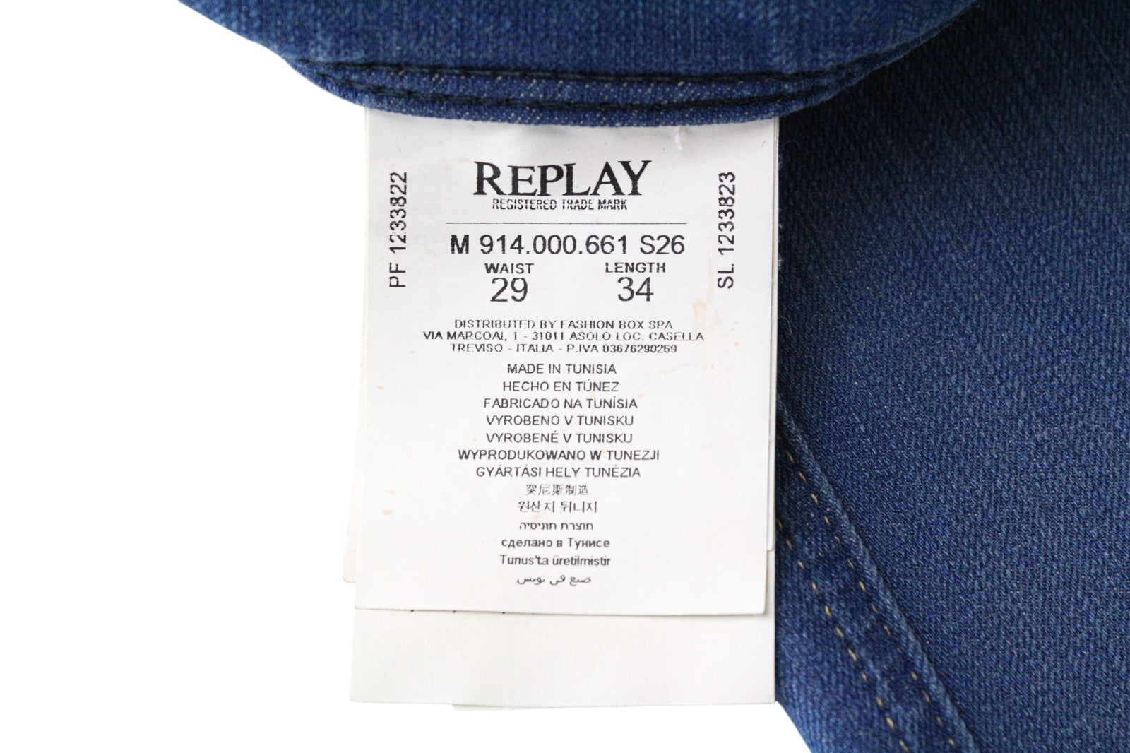 REPLAY Anbass Men Jeans W29/L34 Mid Blue Stretch Slim Fit Hyperflex+ Zippered