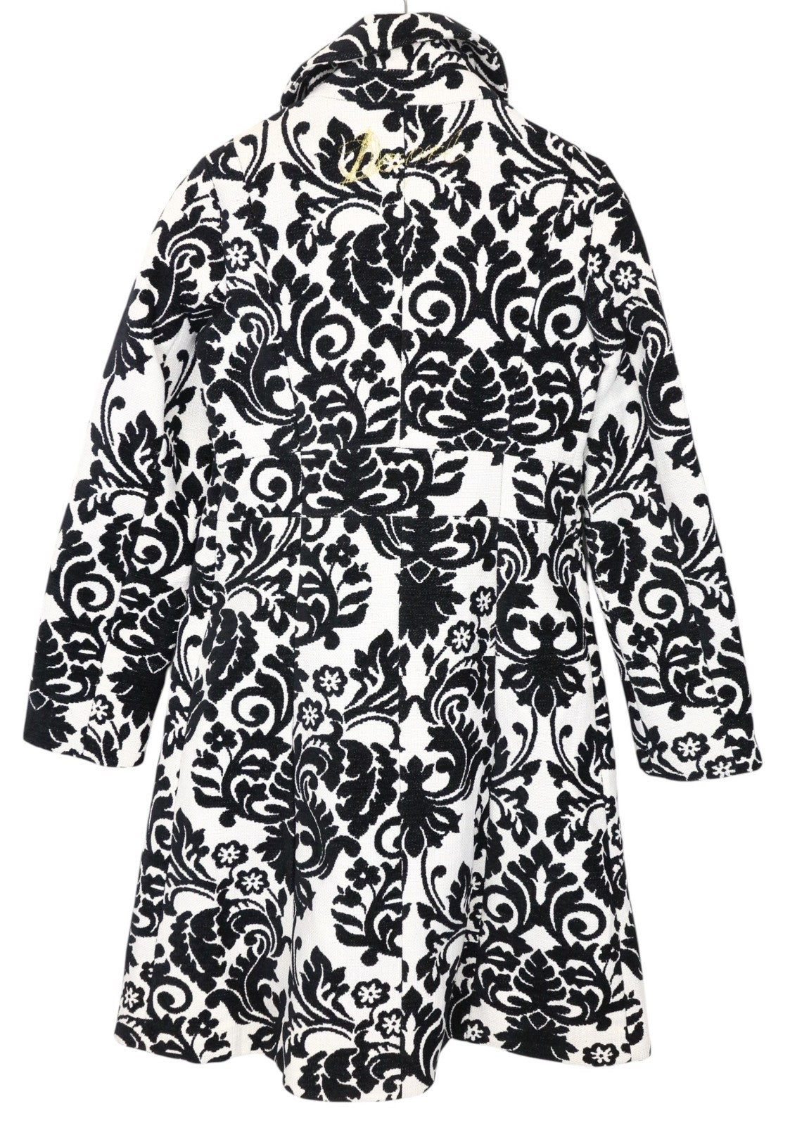 DESIGUAL White Women Coat EU38 Beige Baroque Velvet Jacquard Cotton Mix Lined