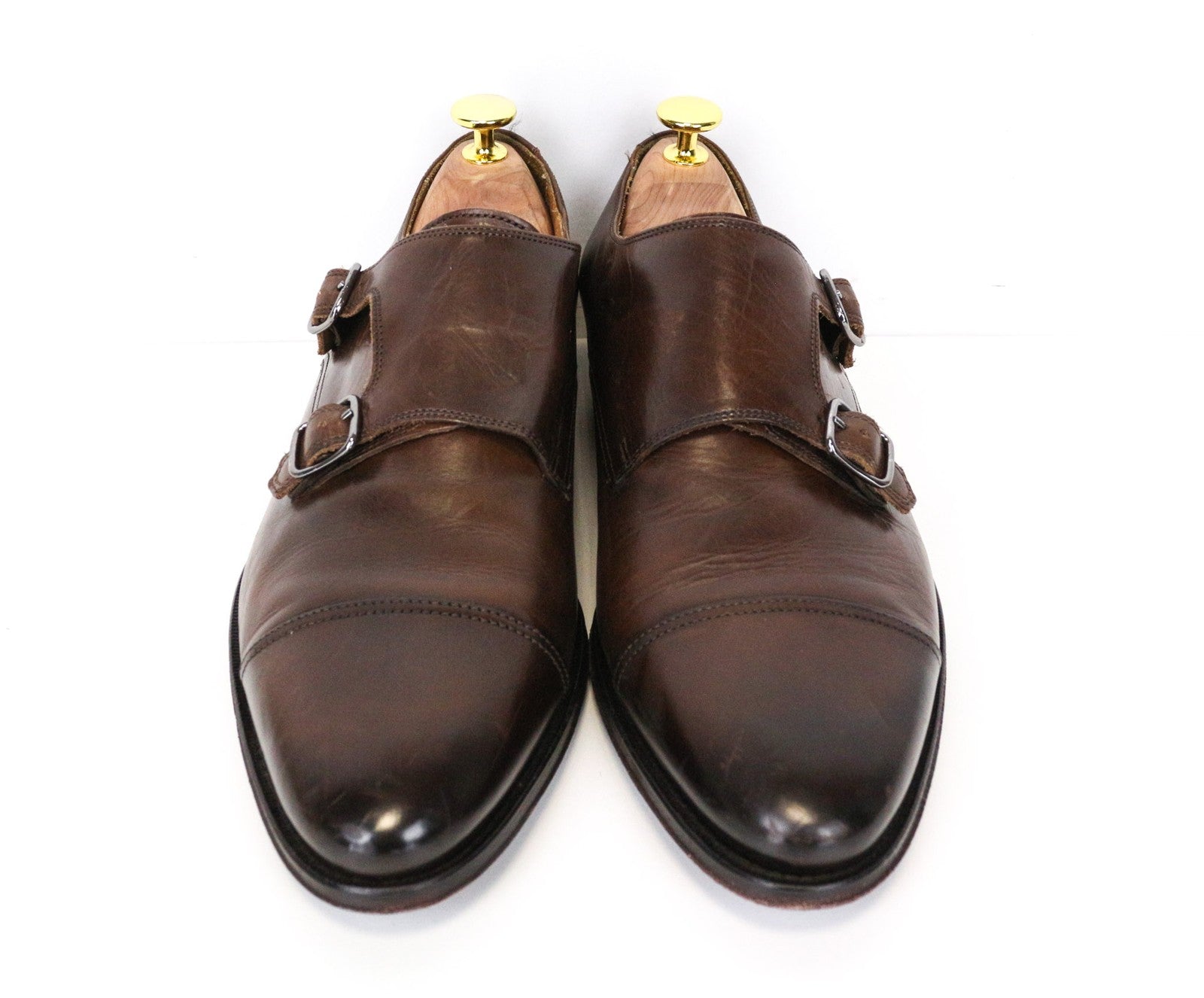 SUITSUPPLY Men Formal Shoes EU40.5 Brown Leather Double Monk Strap Classic