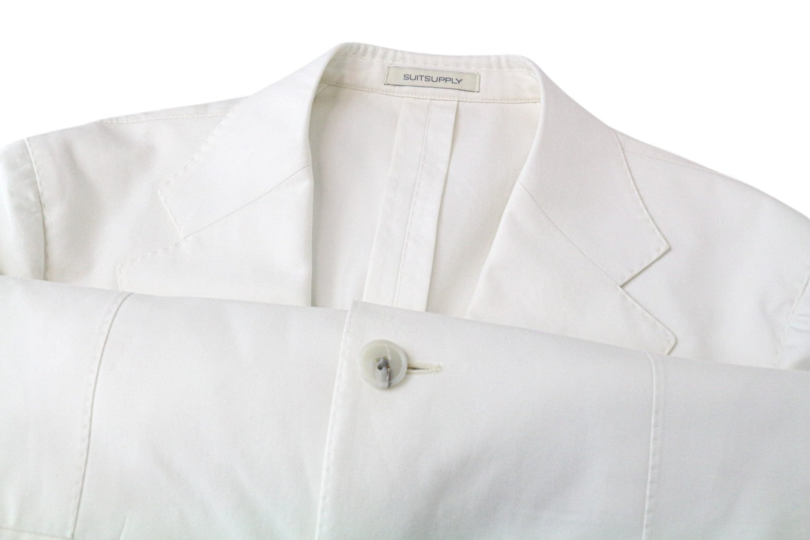 SUITSUPPLY Havana Jetted Men Suit UK38R White 2-Piece Slim Pure Cotton Twill
