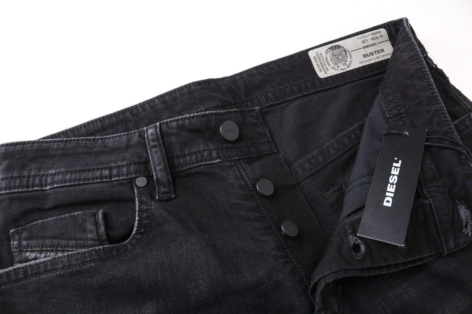 DIESEL Buster 069BG Men Jeans W28/L32 Grey Regular Slim Tapered Cut Stretch