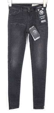 DIESEL Slandy 069GI Women Jeans W24/L32 Grey Super Slim Skinny Girls Distress