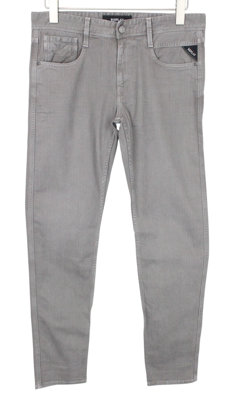 REPLAY Anbass Men Jeans W30/L32 Mid Grey Slim Fit Stretch Bull Denim Classic