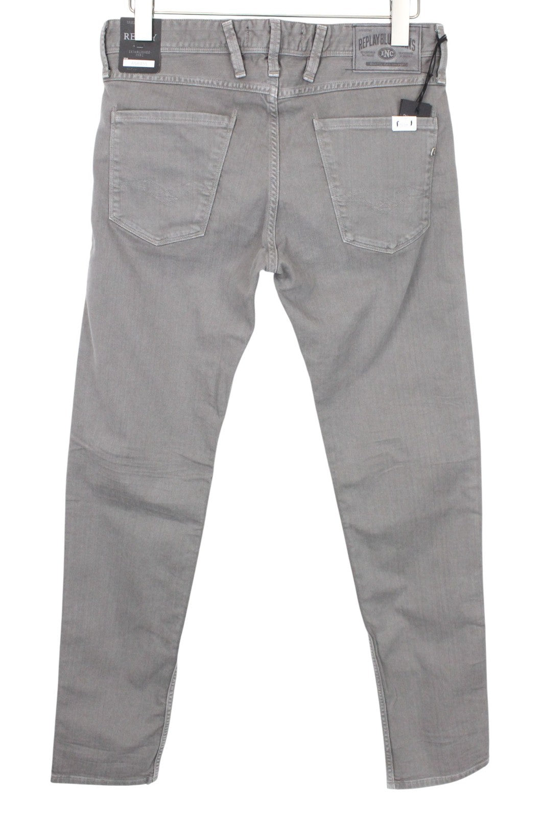 REPLAY Anbass Men Jeans W30/L32 Mid Grey Slim Fit Stretch Bull Denim Classic