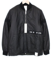 REPLAY Men Jacket L Mid-Length Black Bomber Classic Lined Patched Logo Ribbing