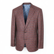 SUITSUPPLY Lazio Men Blazer UK58R Red Slim Formal Checked Half-Lined Bamboo
