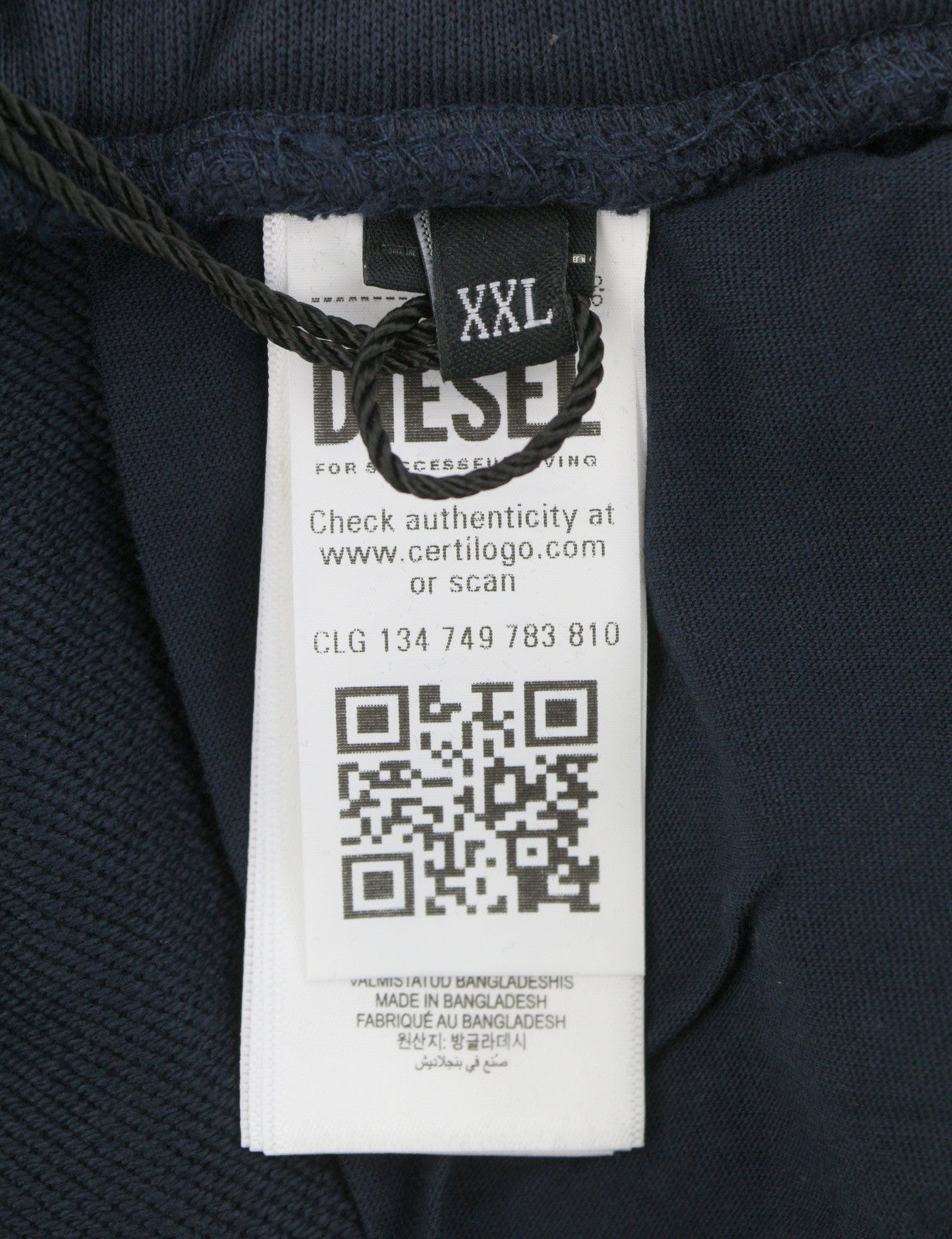 DIESEL P-Tary New D Logo Men Trousers 2XL Dark Blue Drawstring Waist Sweatpants