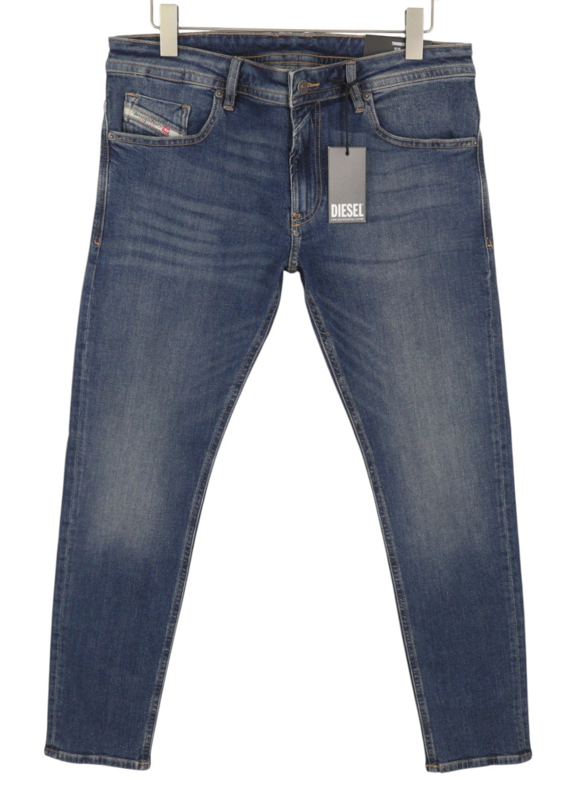DIESEL Thommer-R RE062 Men Jeans W33/L32 Blue Whiskers Faded Slim Fit RRP175