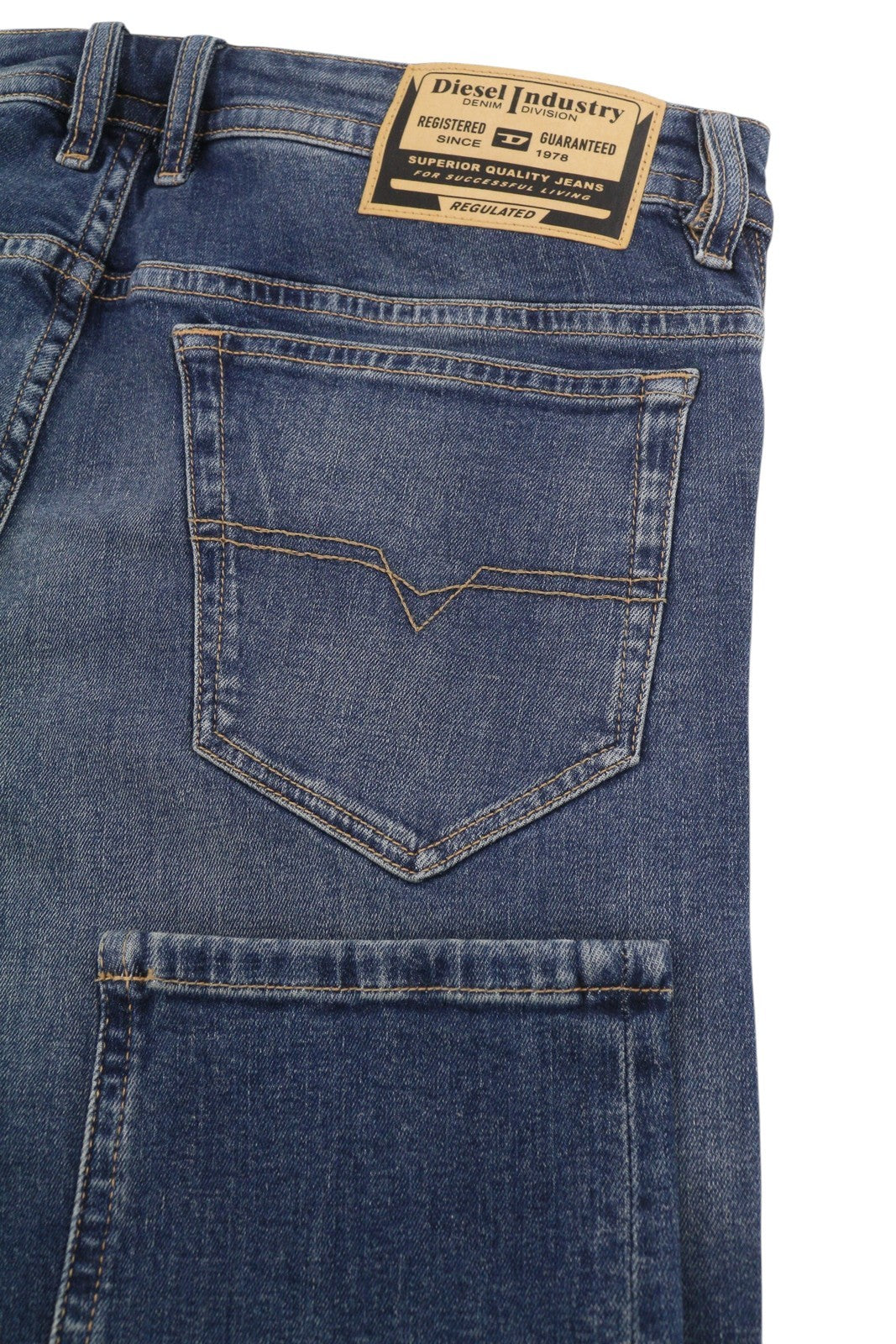DIESEL Thommer-R RE062 Men Jeans W33/L32 Blue Whiskers Faded Slim Fit RRP175