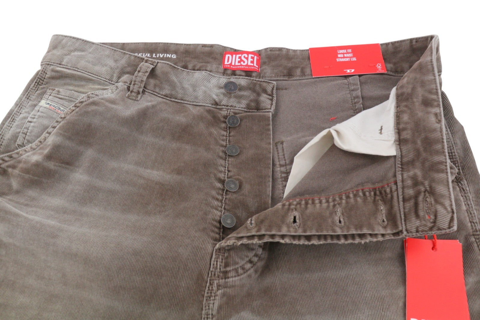 DIESEL D-Livery 068JF Men Trousers W34/L32 Loose Straight Leg Corduroy RRP275