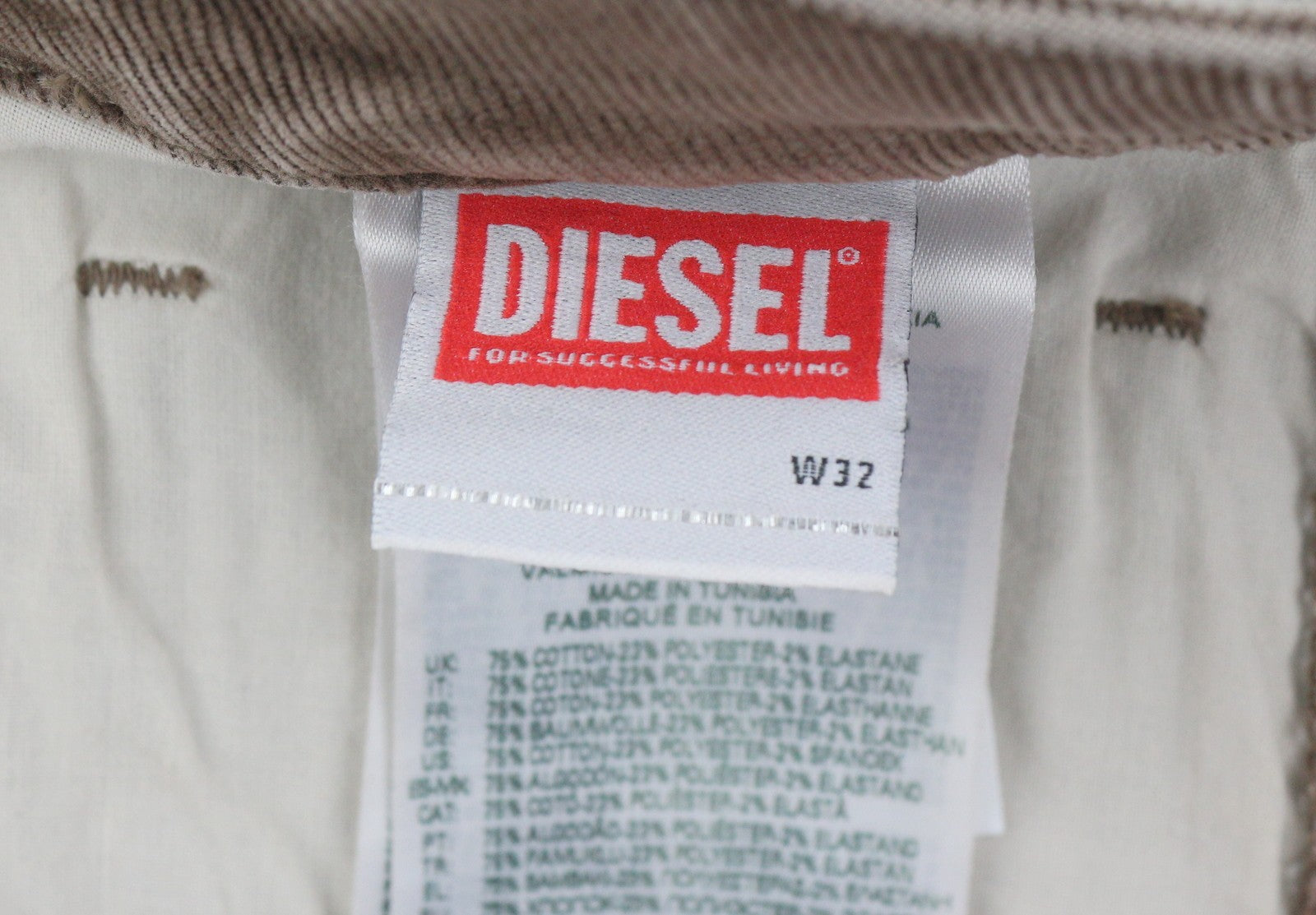DIESEL D-Livery 068JF Men Trousers W32/L32 Loose Straight Leg Corduroy RRP275