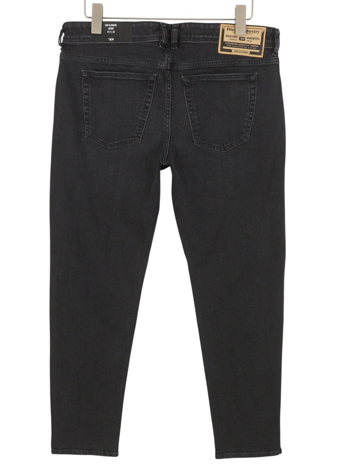 DIESEL Sleenker-R R16G9 Men Jeans W32/L30 Black Whiskers Faded Skinny RRP150