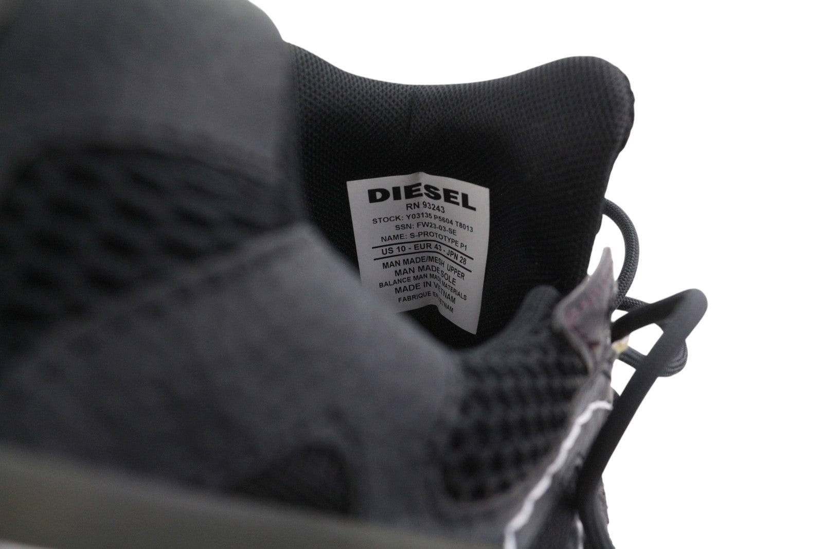 DIESEL S-Prototype P1 Men Sneakers EU43 Black Leather Details Low Top RRP350