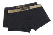 DIESEL Damien-Gft-2Pack Men Underwear M Black Elastic Waist Trunk Boxers