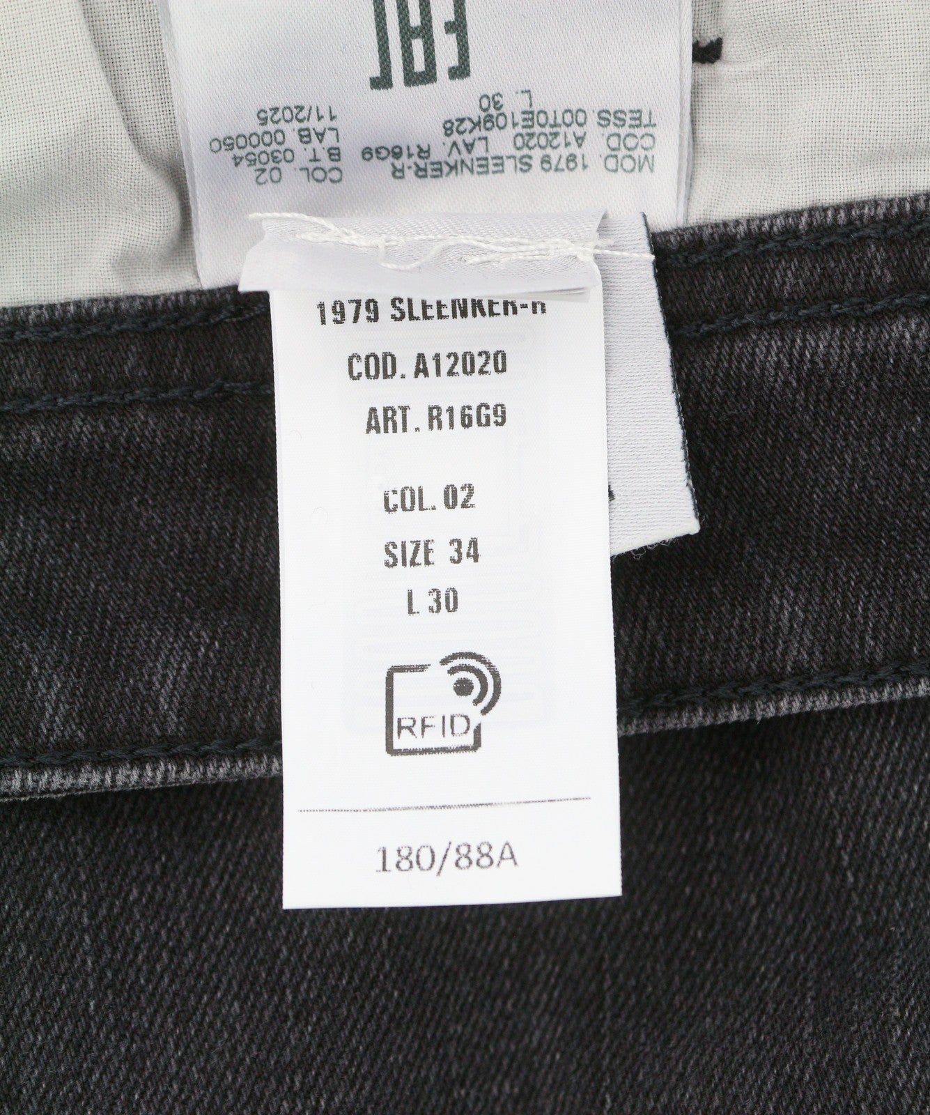 DIESEL Sleenker-R R16G9 Men Jeans W34/L30 Black Whiskers Faded Skinny RRP150