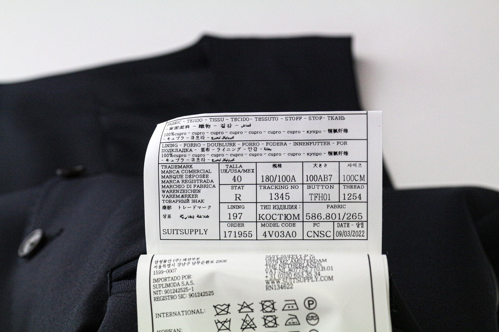 SUITSUPPLY Ferrara Men's Waistcoat UK40R Pure Wool Navy Blue Slim Fit Vest