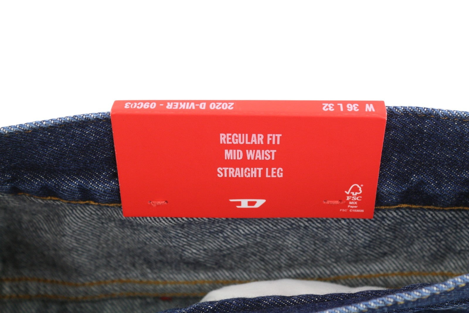 DIESEL 2020 D-Viker 09C03 Men Jeans W36/L32 Blue Faded Regular Straight RRP160