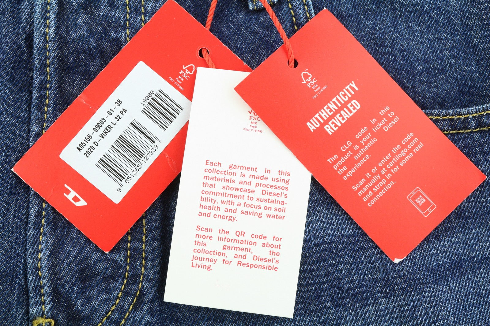 DIESEL 2020 D-Viker 09C03 Men Jeans W38/L32 Blue Faded Regular Straight RRP160