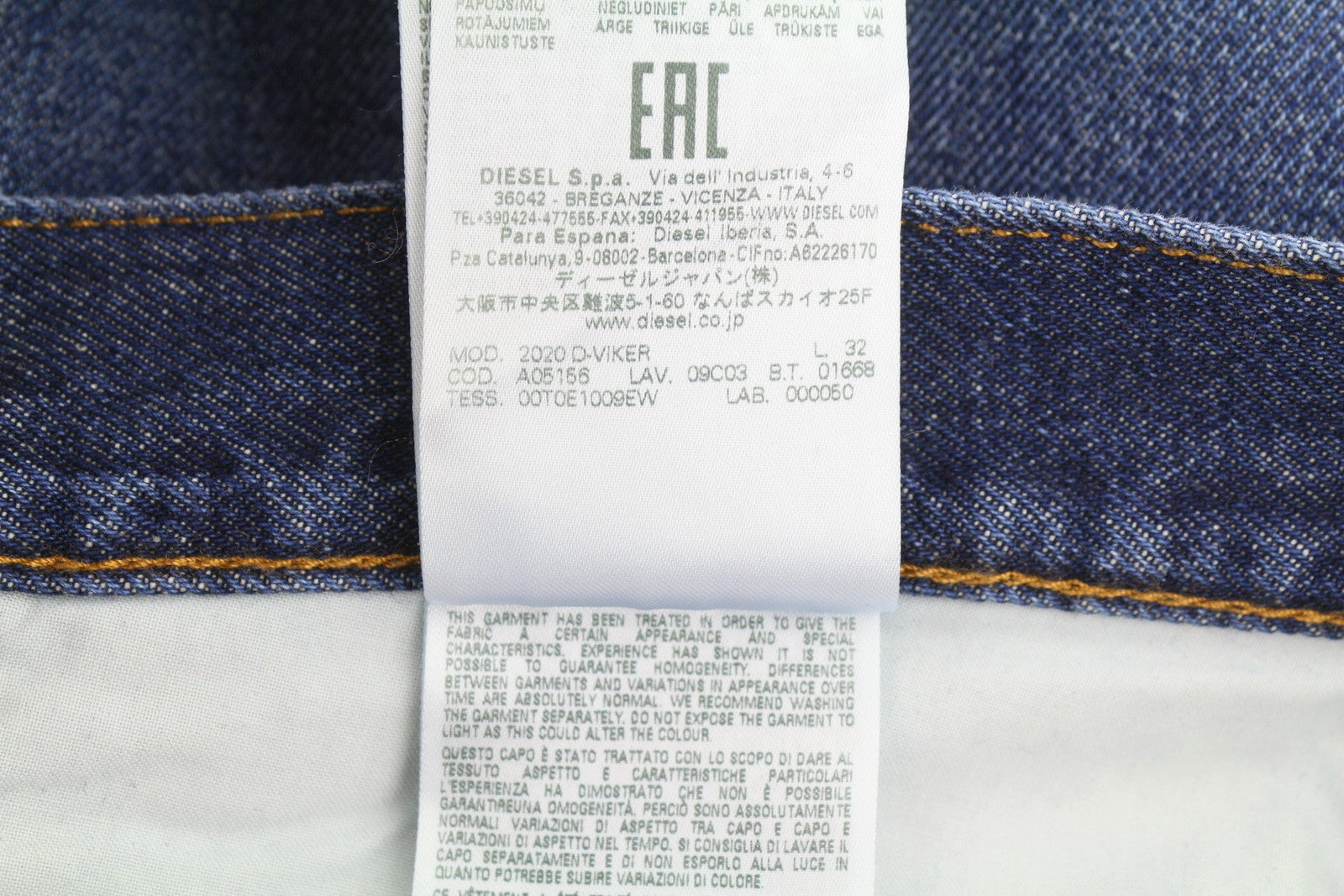 DIESEL 2020 D-Viker 09C03 Men Jeans W38/L32 Blue Faded Regular Straight RRP160